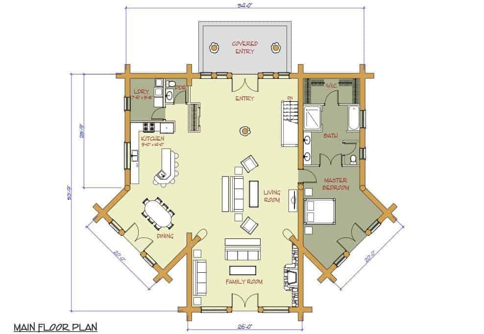 Kalispell Log Home Floor Plan